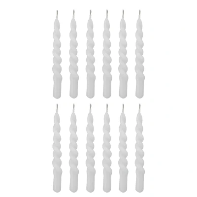 Abbildung von Bloomingville Twist Kerzen Weiß 12er Set Handgedrehte Mini aus 100 % Paraffin, Ø1,2 x H11 cm Stilvolle Baumkerzen &amp; Tischdeko, selbstlöschend, 1 Std. Brenndauer, 82055502