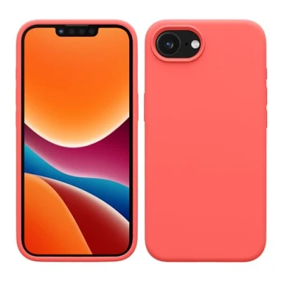 Abbildung von kwmobile Handyhülle für iPhone 16e Hülle, Case Hülle Silikon kabelloses Laden Neon Koralle