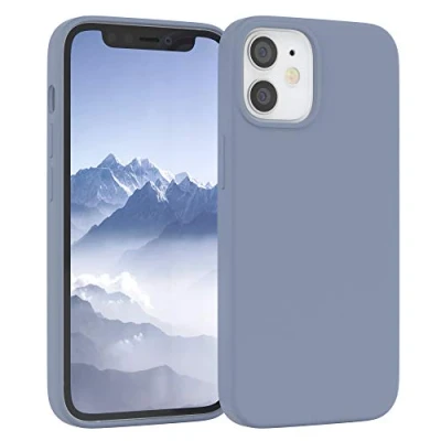 Abbildung von EAZY CASE Premium Silikon Handyhülle kompatibel mit iPhone 12 Mini, Slimcover Kameraschutz und Innenfutter, Silikonhülle, Schutzhülle, Bumper, Handy Case, Hülle, Softcase, Eisblau, Blau