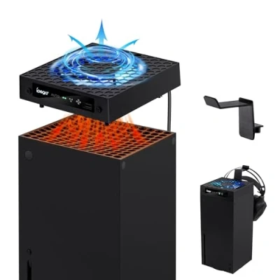 Abbildung von Mcbazel Xbox Series X Lüfter, 3 Stufen PWM RGB Kühlventilator mit Headset Halterung für Schwarz