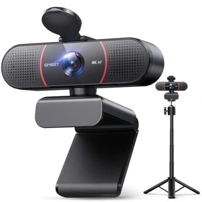 Abbildung von EMEET C960 4K Kit Webcam, UHD Webcam mit Objektivabdeckung &amp; Dual Mikrofon, TOF Autofokus, 66 Streaming Kamera Automatische Lichtkorrektur, PC für Zoom/Skype/YouTube, Linux, Win10, Mac OS