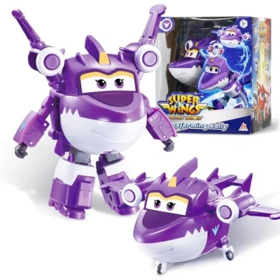Abbildung von Super Wings Transformer Spielzeug Sally, 2 in 1 Action Figur, 12,7 cm großes Flugzeug Roboter, für Jungen und Mädchen ab 3 Jahren, Purple