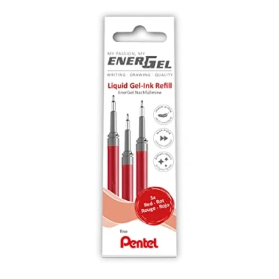 Abbildung von Pentel LRN5 3B Nachfüllmine für EnerGel Stifte 0.5 ball = 0,25mm Strichstärke, Nadelspitze, 3 Stück, rot