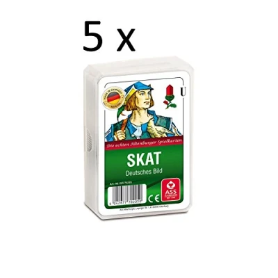 Abbildung von Ass Altenburger Spielkarten Skat Skatkarten deutsches Bild, Blatt mit Kornblume, 5er Pack