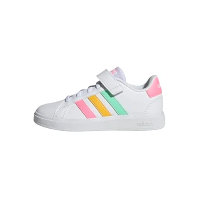 Abbildung von adidas Grand Court Elastic Lace and Top Strap Shoes Tennisschuhe, Cloud White/Pulse Mint/Beam Pink, 38 EU