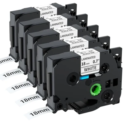 Abbildung von Fimax TZe 241 Tz241 Kompatibel Schriftband Cassette 18 mm Weiß als Ersatz für Brother P touch Bänder 18mm Tze241 Etikettenband PT D450VP PTD400 PTE300VP PTE500VP P900W P950NW PTD600VP