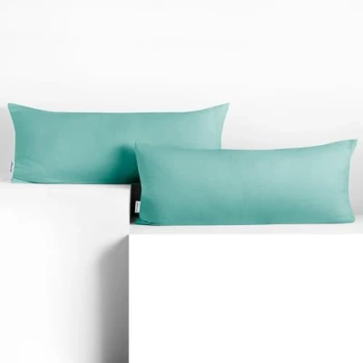 Abbildung von DecoKing 2 Kissenbezüge 40x120 cm Jersey 100% gekämmte Baumwolle Reißverschluss helltürkis Amber