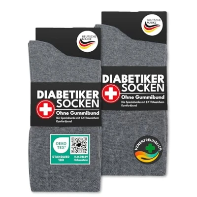Abbildung von Diabetikersocken ohne Gummi &amp; Naht 97% Baumwolle (6 Paar) Diabetiker Socken mit Komfortbund für Damen Herren 39604 WP (Grau 35 38)