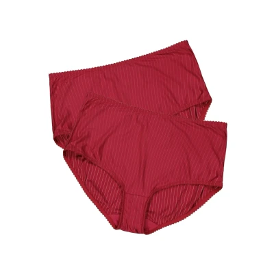 Abbildung von Ulla Popken Damen Midislips, 2er Pack, Nadelstreifen, höher geschnitten Slips, Dunkelrot, 54 56
