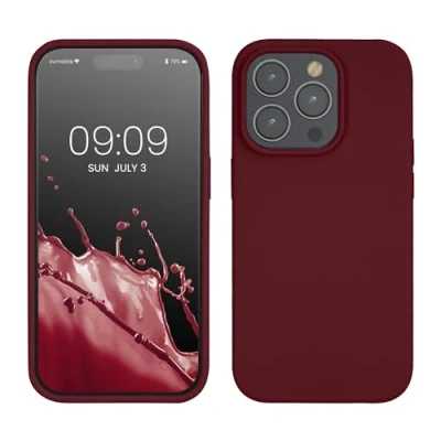 Abbildung von kwmobile Handyhülle für iPhone 14 Pro Hülle, Case Hülle Silikon kabelloses Laden Rhabarber Rot