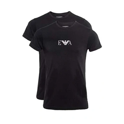 Abbildung von Emporio Armani Herren 2 pack T shirt Essential Monogram Schlafanzugoberteil, Schwarz (Black/Black), S EU