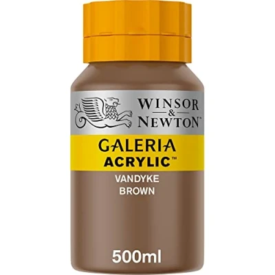 Abbildung von Winsor &amp; Newton 2150676 Galeria Acrylfarbe, hohe Pigmentierung, lichtecht, buttrige Konsistenz, 500 ml Topf Vandyke Braun