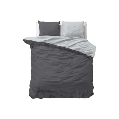 Abbildung von Sleeptime 100% Baumwolle Bettwäsche 200cm x Grau/Anthrazit weich &amp; bügelfrei Bettbezüge mit Reißverschluss zweifarbiges Set 2 Kissenbezüge 80cm
