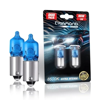 Abbildung von Diamond Vision 2x H6W 12V 6W Xenon Look Halogen KFZ Autolampen 8500K Super Ultra White extrem langlebig 2er SET E Prüfzeichen BAX9s
