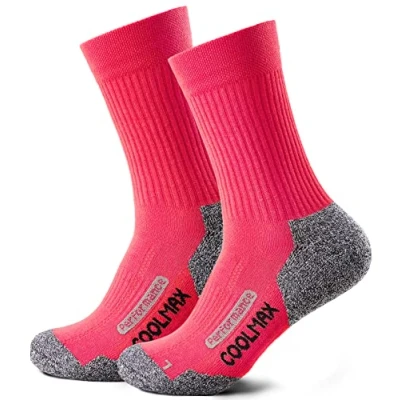 Abbildung von Piarini 2 Paar Coolmax Wandersocken Outdoorsocken Funktionssocken lang pink 39 42