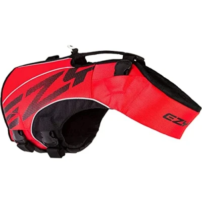 Abbildung von EzyDog Premium Schwimmweste Hund, DFD X2 Hundeschwimmweste, Schwimmwesten für Kleine, Mittelgroße und Große Hunde, Rettungsweste mit Griff (XS, Rot)