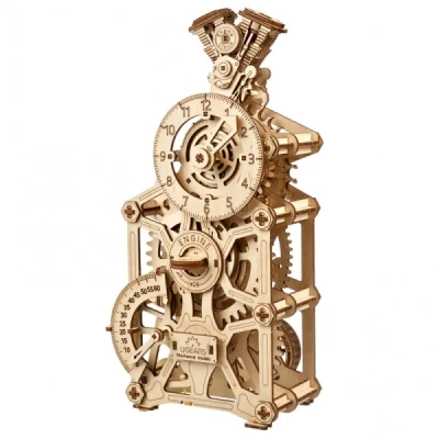 Abbildung von UGEARS Motoren Uhr 3D Holzpuzzle für Erwachsene Mechanische Puzzle Holz Funktionelle Modellbausatz mit Bewegliche Kolben Selbst Bauen holzmodelle bausätze ideal Modellbau Fan
