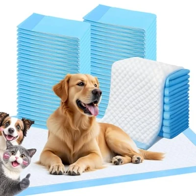 Abbildung von FluffyDream Welpen Unterlagen Puppy Pads Welpenunterlagen Wickelunterlage PIPI Matten Trainingspads für Hunde und Welpen, Einbrecher Haustierunterlage, 100 Stück, Extra Kleine Größe