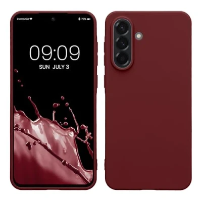 Abbildung von kwmobile Hülle kompatibel mit Samsung Galaxy A56 5G weiches TPU Silikon Case Cover geeignet für kabelloses Laden Bordeaux Violett