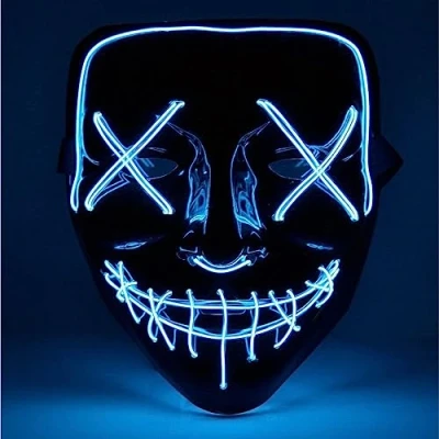 Abbildung von Kostümheld® LED Grusel blau Maske wie aus Purge steuerbar, leuchtend für Halloween, Fasching &amp; Karneval als Kostüm Verkleidung Horror Herren Damen Kinder