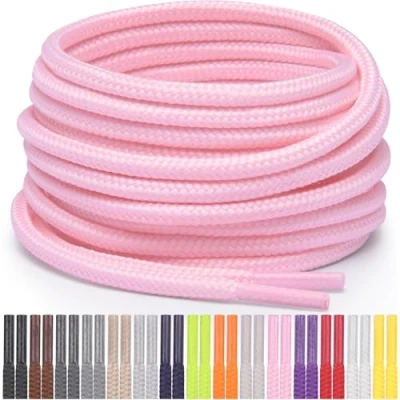 Abbildung von Miscly Schnürsenkel Rund Reißfest für Sportschuhe, Sneaker und Stiefel, Ø 4 mm (114 cm, Rosa)