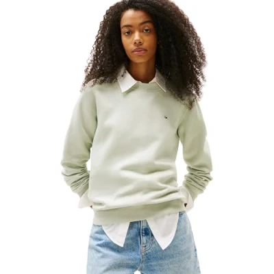 Abbildung von Tommy Jeans FLAG CREW Sweatshirt, Damen, Größe: 32, Misty sage