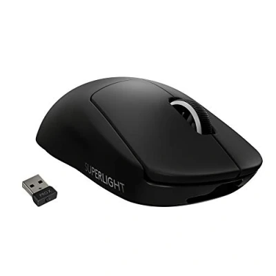 Abbildung von Logitech G PRO X SUPERLIGHT kabellose Gaming Maus mit HERO 25K Sensor, Ultra leicht 63g, 5 programmierbare Tasten, 70 Stunden Akkulaufzeit, Zero Additive PTFE Feet, PC/Mac Schwarz