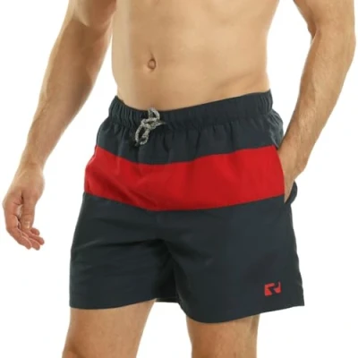 Abbildung von RIPT Herren Essentials Quick Dry UV 50 Sonnenschutz Badeshorts Badehose, Marine/Rot, XL
