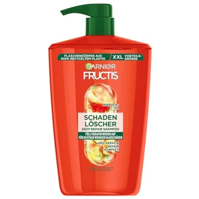 Abbildung von Garnier Fructis Schadenlöscher reparierendes Shampoo für geschädigtes Haar XXL, Mit Amla Öl und pflanzlichen Keraproteinen weniger Spliss, Maxi Format, 1000ml
