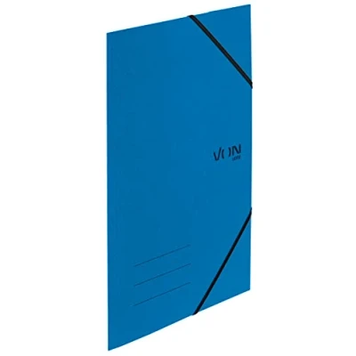 Abbildung von VON Leitz 5er Pack Eckspannermappe A4, Recycling Karton, für 150 Blatt, 3 Klappen, Mappe Mit Gummizug, modernem Aufdruck, Leichter Ordner Schule &amp; Zuhause, Blau, 30080035