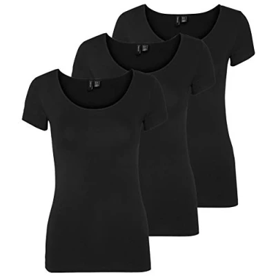 Abbildung von VERO MODA Damen VMMAXI My Soft SS U Neck GA 3er Pack, Black/Black &amp; Black, S