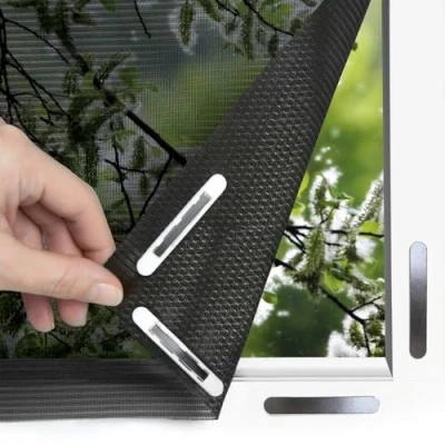 Abbildung von EASYmaxx Insect Protect Fliegengitter Fenster zuschneidbares Moskitonetz Insektenschutz bis 150 x 180 cm Fliegennetz Magnet mit Pollenschutzgitter leichte Montage ohne Bohren [Schwarz]