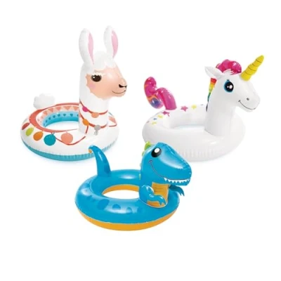Abbildung von Intex Große Tierringe, unaufgeblasene Größe: 1,07 m x 58 cm (Einhorn), 86 (Llama), 81 (Dinosaurier) (59221NP)