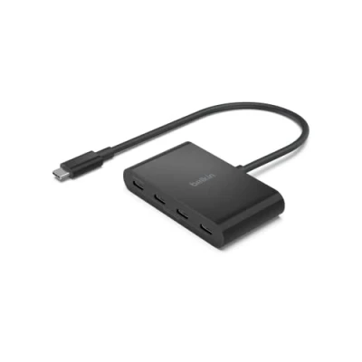 Abbildung von Belkin Connect USB C™ auf 4 Port C Hub, Multiport Adapter Dongle, 3.2 Ports der 2. Gen., 100 W PD, Datentransfer mit maximal 10 Gbit/s für MacBook, iPad, Chromebook, Windows Laptops usw.
