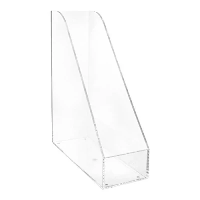 Abbildung von MAUL Stehsammler Acryl A4 (26,1x9,5x30,8cm) Schreibtisch Organizer für Papier und Zeitschriften bis Standsicherer Zeitschriftensammler Büro, Regal Glasklar