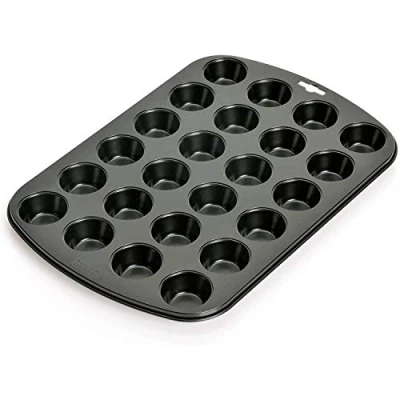Abbildung von Original Kaiser Inspiration Mini Muffinform für 24 Muffins, Muffins Backform 38 x 27 cm, Cupcake Formen antihaftbeschichtet, Muffinblech klein, Schwarz