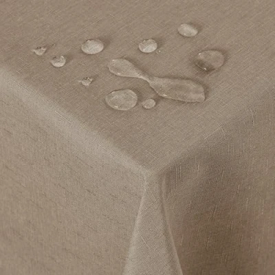 Abbildung von Deconovo Leinenoptik Tischdecke Wasserabweisend Tischwäsche Lotuseffekt Tischtuch 140x240 cm Taupe