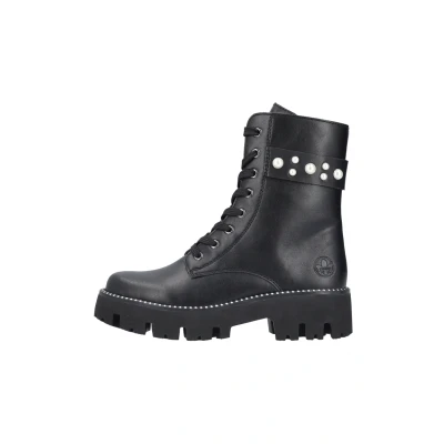 Abbildung von Rieker Damen Combat Boots Y3354, Frauen Stiefeletten,Booties,halbstiefel,Kurzstiefel,uebergangsschuhe,uebergangsstiefel,schwarz (00),38 EU / 5 UK