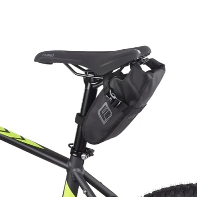 Abbildung von FISCHER Fahrrad Satteltasche wasserabweisend Fahrradtasche größenverstellbar einfache Montage, Schwarz