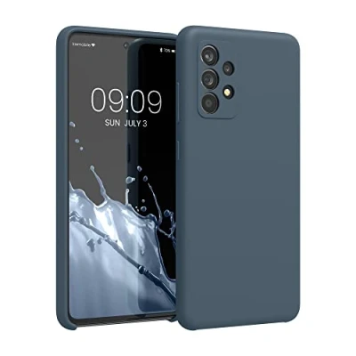 Abbildung von kwmobile Hülle kompatibel mit Samsung Galaxy A52 / 5G A52s Silikon Handy Case Handyhülle weiche Oberfläche kabelloses Laden Dunkler Schiefer