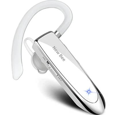 Abbildung von New bee Freisprecheinrichtung, Bluetooth, kabellos, mit Mikrofon, 60 Tage Standby Zeit, Freisprecheinrichtung für iPhone Samsung, HTC, LG, Sony, PC (weiß)