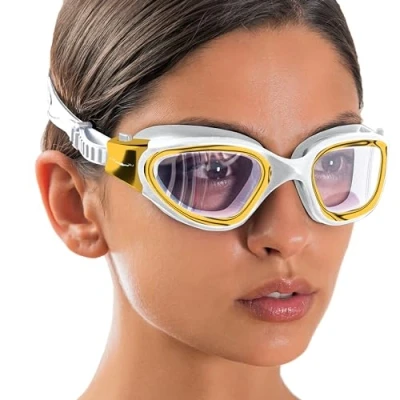 Abbildung von AqtivAqua Photokromatische Schwimmbrille Herren Damen Schwimmbrillen Erwachsene Kinder DX H (Metallic Gold, Fotochromatische)