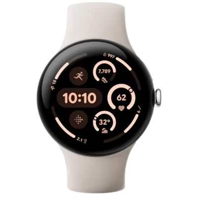 Abbildung von Google Pixel Watch 3 45mm Silber (Beige Armband)