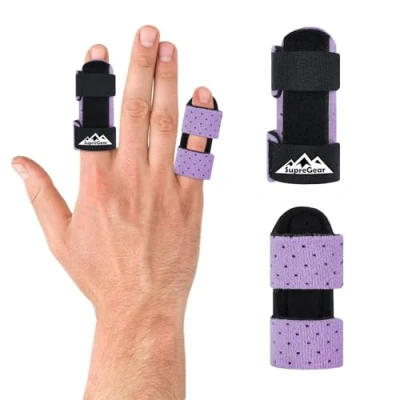 Abbildung von supregear Fingerschienen, 2 Stück Verstellbare Fingerstütze, Bequemer Finger Stabilisator für Gebrochene, Verstauchte, Arthritis, Sehnenentzündung und Geschwollene Finger, Hellviolett