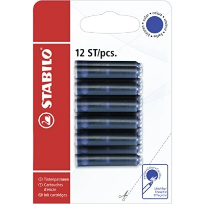 Abbildung von Tintenpatronen zum Nachfüllen STABILO Refill 12er Pack blau (löschbar)