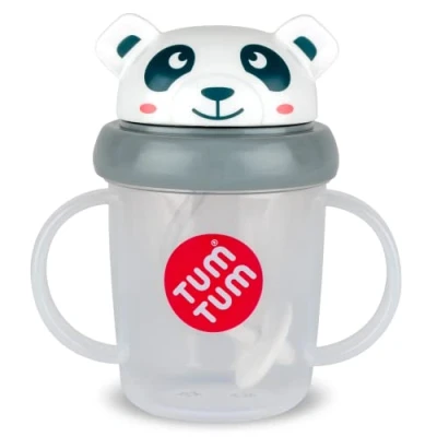 Abbildung von TUM Tippy Up Schnabeltasse mit freiem Durchfluss (ohne Ventil), für Kleinkinder, 200 ml, BPA frei (Pip Panda S3)