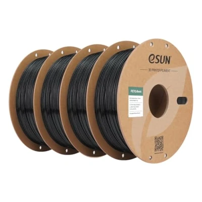 Abbildung von eSUN PETG Basic Filament 1.75mm, hohe Zähigkeit, 1KG (2.2 LBS) pro Spule, 4 Rollen Druckmaterial für 3D Drucker, Schwarz 4KG