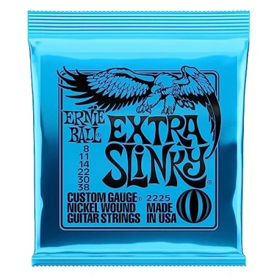 Abbildung von Ernie Ball Extra Slinky Nickel Wound E Gitarrensaiten, Stärke 8 38