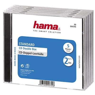 Abbildung von Hama CD Doppel Leerhülle Standard, 5er Pack, transparent schwarz