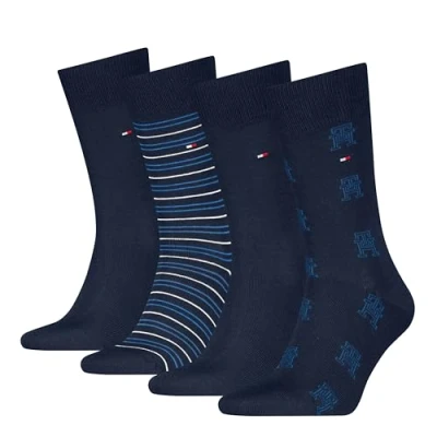 Abbildung von Tommy Hilfiger MEN SOCK 4 PACK Giftbox Socken, Herren, Größe: 39 42, Navy